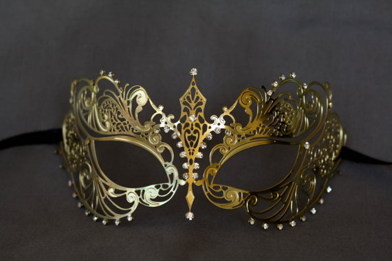 زفاف - Gold masquerade mask. masquerade lace metal mask. wedding masquerade mask