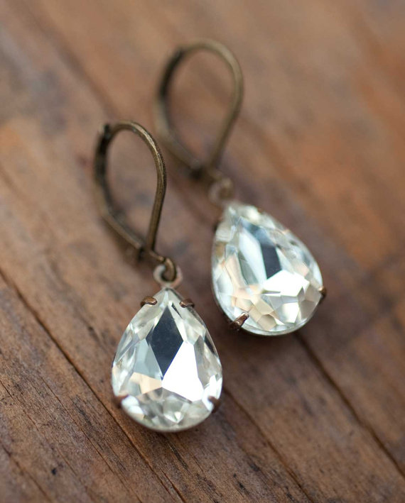 Hochzeit - Estate Style Vintage Earrings Wedding Jewelry Bridal Earrings Drop Dangle  - Darcy's Gift