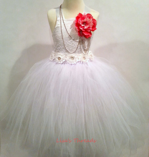 Mariage - Peony rhinestone flower girl dress/ Vintage flower girl tutu dress/ Junior bridesmaids dress/ Flower girl pixie tutu dress