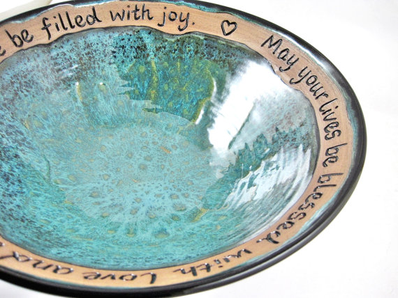 Свадьба - Pottery wedding gift, blessing bowl, wedding bowl, Anniversary, Commitment Ceremony, pottery serving bowl - IN stock WB011A