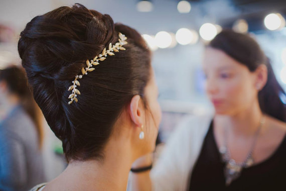 زفاف - bridal Hair accessories , Brides Headpieces , Gentle Gold Leafs Hair Wreath , gold Leaf Crown , Wedding Headband , bridal accessories  tiara