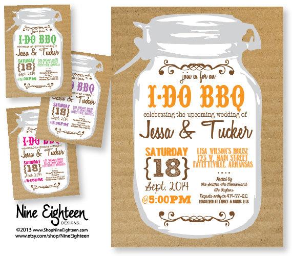 Mariage - Wedding Shower Invitation, I do BBQ theme Custom Printable PDF/JPG. I design, you print. Choose your colors.