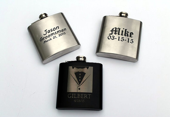 زفاف - Groomsmen Gift - Engraved Liquor Flask - 6 oz Stainless Steel Or Black Matte Flask With White Gift Box - Small Flask - Personalized - Flask
