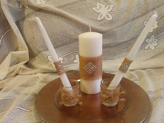 Wedding - Burlap Unity Candle set