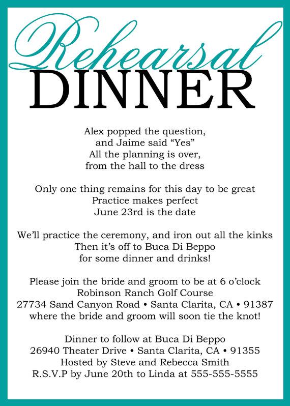 Hochzeit - Custom Printable Wedding Rehearsal Dinner Poem Invitation Digital File
