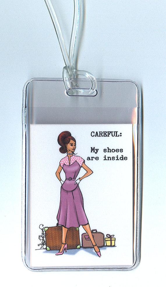 Wedding - NEW SUPER STURDY  Funny Luggage Tag - Careful My shoes are inside (Latin American)