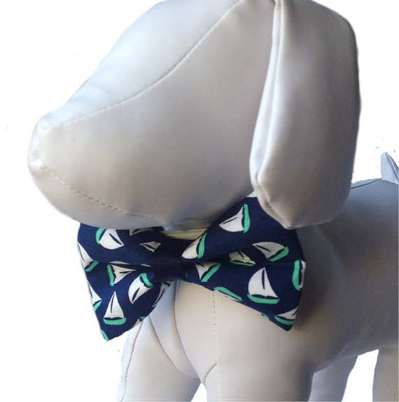 زفاف - Sail Away Bow Tie for Dog Collar