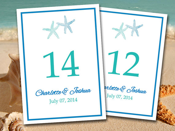 Mariage - Beach Wedding Table Number Template 