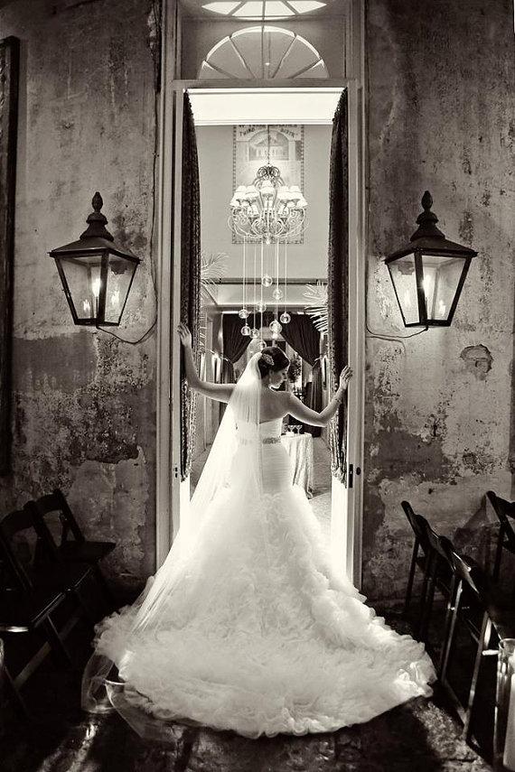 زفاف - Cathedral length Wedding Bridal Veil 108 inches white, ivory or diamond