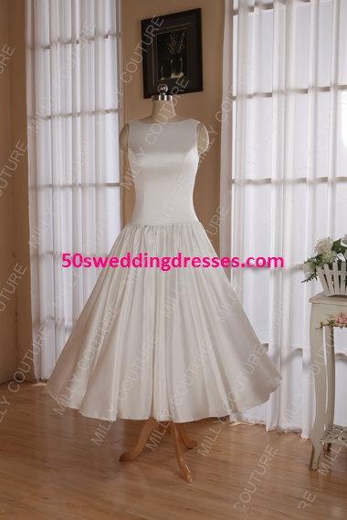 Wedding - modest wedding dress, 1950 dress 50s wedding, short wedding dress tea length, cream dress 50s wedding, mod wedding dress, item name: sophie