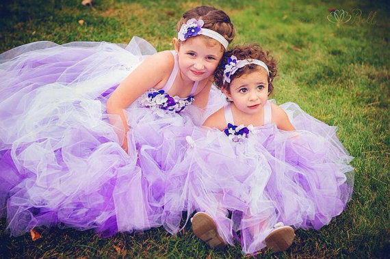 Wedding - Purple, Lavender, Ombre, Flower Girl Dress, Tutu Dress, Newborn-24m, 2t,2t,4t,5t, 6, birthday