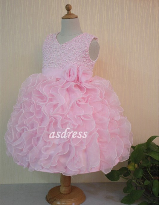 زفاف - Lovely Flower girl dress,pink Junior bridesmaid dresses flower girl dress for weddings,girls pageant dresses.birthday party dress-2015