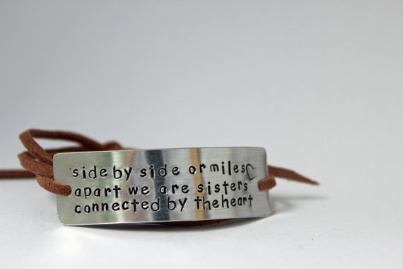 Mariage - Sister bracelet, sister bridesmaid gift, big sister gift, sister jewelry, handstamped wrap bracelet, sister git, christmas gift for sister