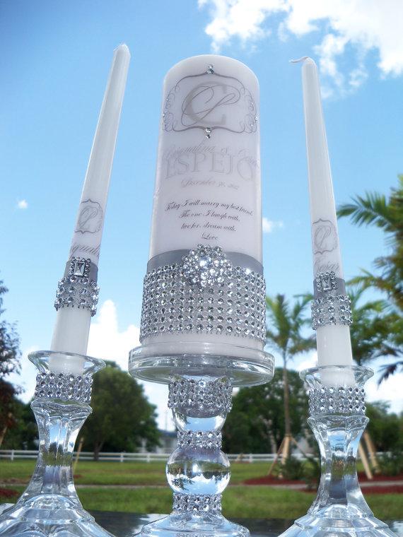 Wedding - Pure Platinum........Unity Candle Set.......Holders included