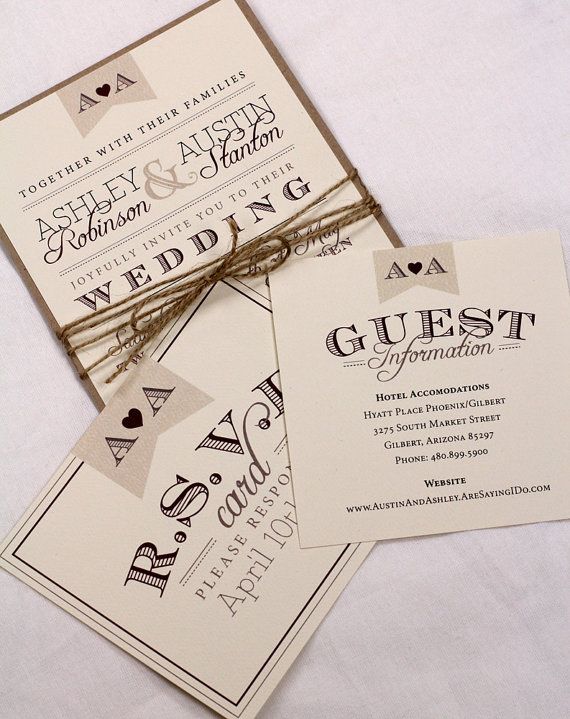 Wedding - Vintage Wedding Invitation Suite Sample // Rustic And Vintage // Twine And Burlap // Purchase This Listing To Get A Sample Set