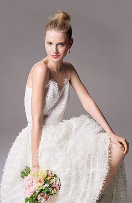 زفاف - Randi Rahm - Fall 2015 - Elodie Platinum One-Shoulder Ball Gown Wedding Dress With Silk Satin Belt