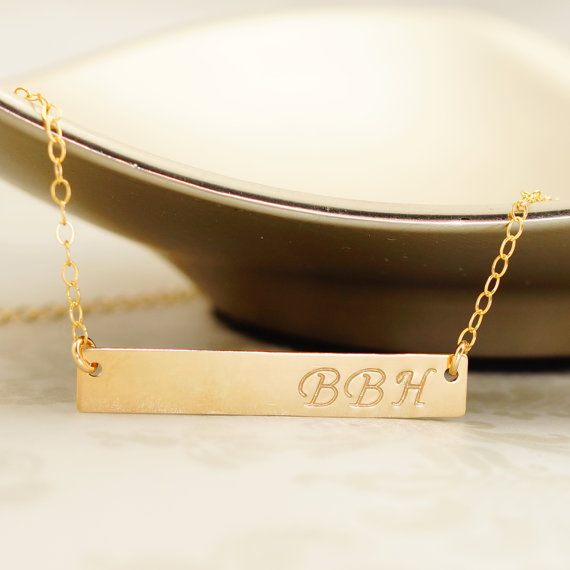 زفاف - Engraved Bar, Customized Name Bar Necklace, Personalized Gold Bar Necklace, Personalized Engraved Necklace, Gold Bar, Christmas Gift UNQ256G