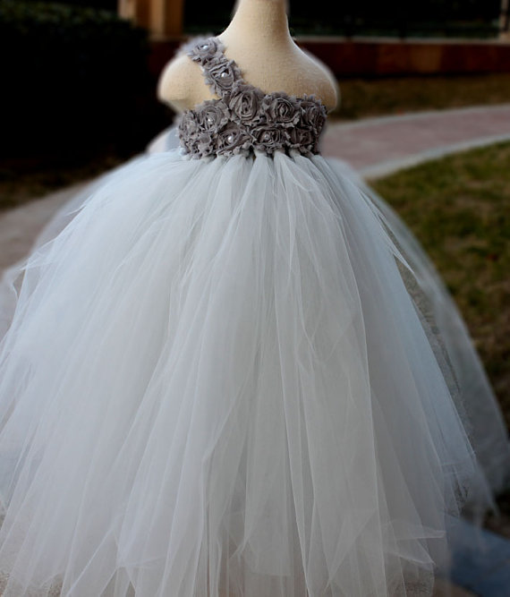 Wedding - Flower Girl Dress Sliver Grey tutu dress baby dress toddler birthday dress wedding dress 1T 2T 3T 4T 5T 6T