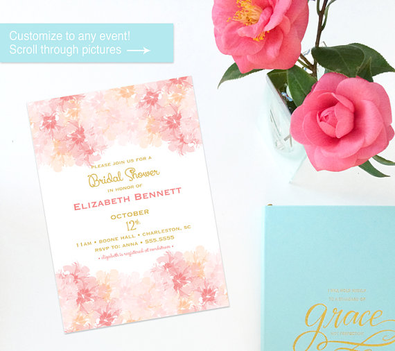 Hochzeit - Blush Wedding, Bridal Shower Invitation, Couples Shower Invitation, Blush Pink Wedding, Printable Invitation, Watercolor - PRINTABLE