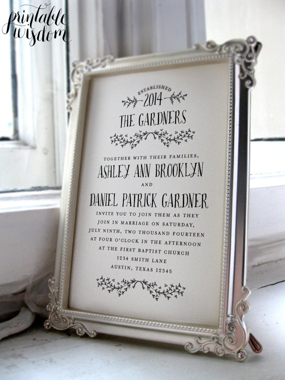 زفاف - Printable Wedding Invitation Suite Rustic  wedding invite vintage style, hand written wedding invitation card DIY digital invitation set