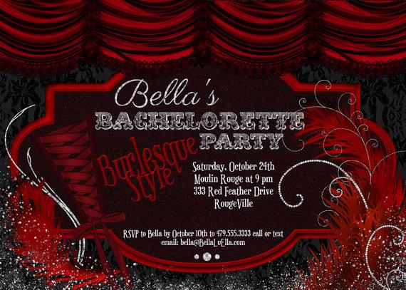 Wedding - Burlesque Bachelorette Party Invitation, Bachelorette Invitations