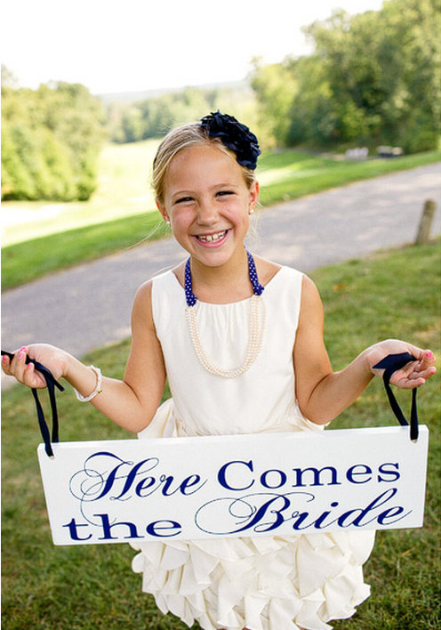 Wedding - Here Comes the Bride and/or and they lived Happily ever after. 8 X 24 inch Bridal Sign, Marriage Sign, Flower Girl, Ring Bearer.