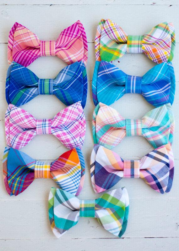 زفاف - The Beau-boy's preppy plaid collection double stacked bow tie - choose from 9 plaids (clip or strap selection)