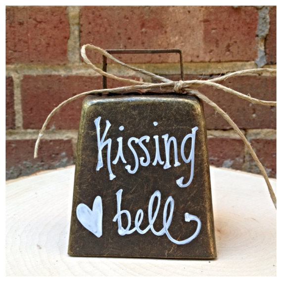 Hochzeit - Bronze Kissing Bell Wedding Decor Ring for a Kiss