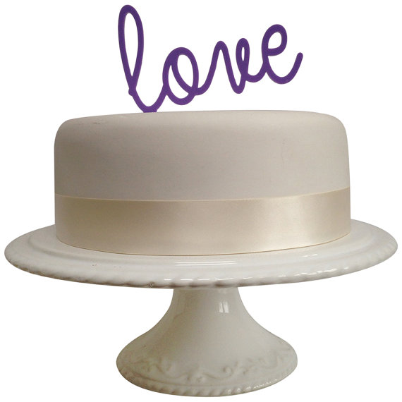 Wedding - Slanted Large Love Text Romantic Wedding Cake Topper