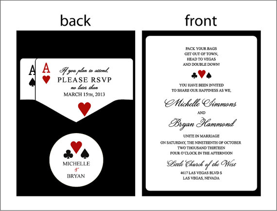 زفاف - Panel Pocket - CLASSIC VEGAS - Vegas or poker Themed Wedding Invitations