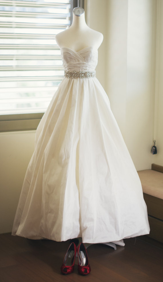 Wedding - Pearl and Rhinestone "Peek a Boo" Bridal Sash - Wedding Dress Belt