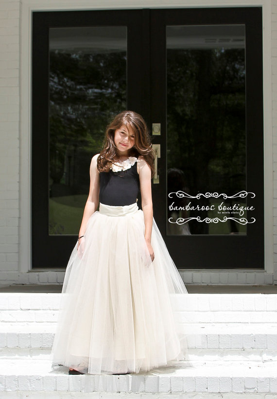Hochzeit - tutu skirt for girls, flower girl dress, Soft Tulle Champagne tutu, Bridal, Wedding Flower Girls, CUSTOM sewn tutus