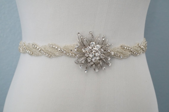 زفاف - Wedding Belt, Bridal Belt, Sash Belt, Crystal Rhinestone, Style 1120