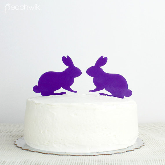 Hochzeit - Wedding Cake Topper - Hip Hop Rabbit Cake Topper - Unique Soulmate Bunnies Wedding Cake Topper - Peachwik - CT7