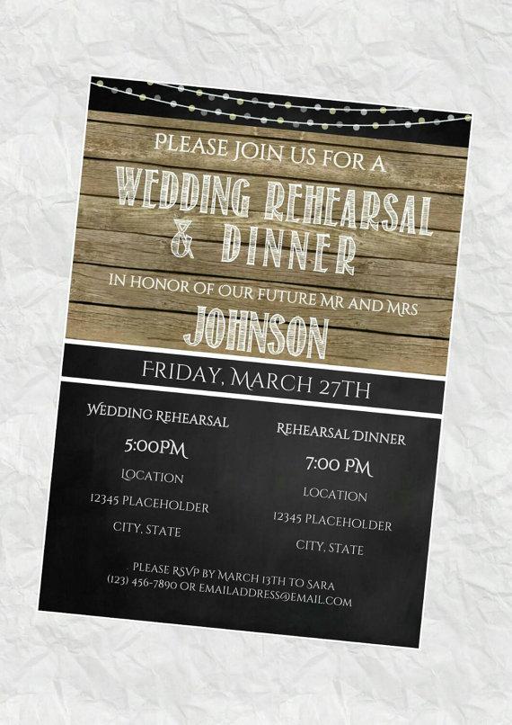 Wedding - Rehearsal Dinner Invitation, Rehearsal Dinner Invite, Rustic Chalkboard Wedding, DIY Printable Rehearsal Dinner Invite