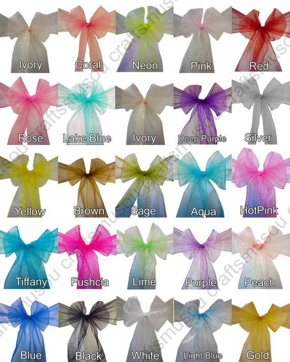 Свадьба - 25 pcs 8" wide x 108" long Organza CHAIR SASHES Bows Ties - 24 colors