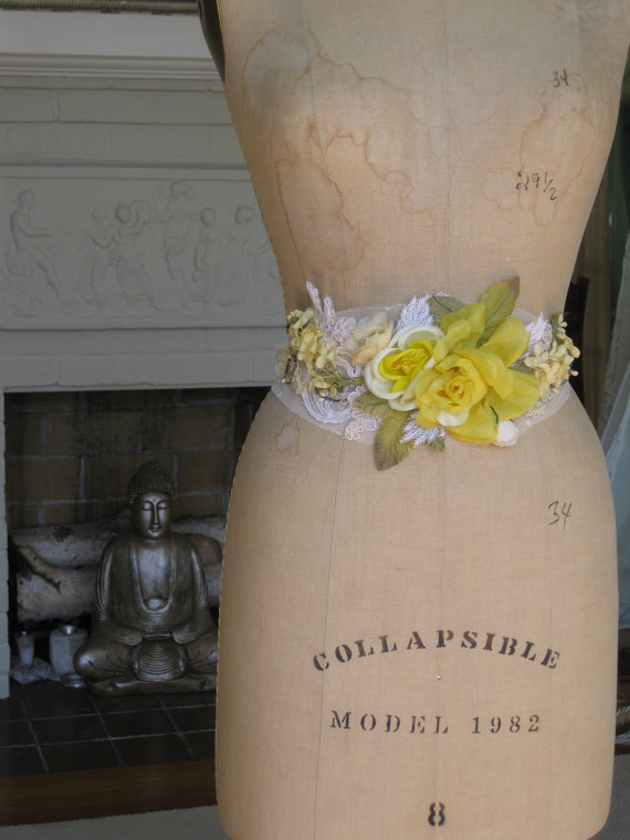Hochzeit - Yellow Rose of Texas Wedding Gown Sash