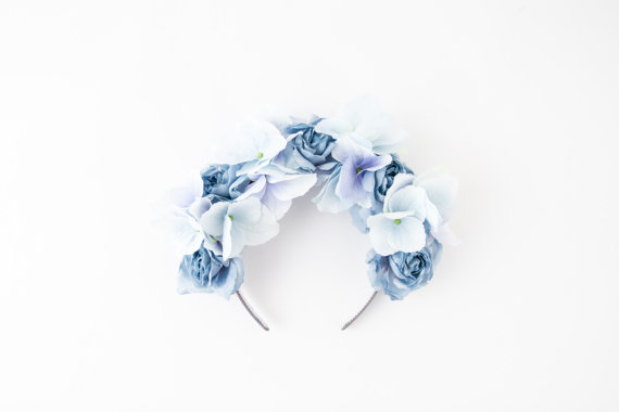 Свадьба - blue mix flower crown // floral headband, festival rose crown, lana del rey, nature wedding, garden party, summer, spring