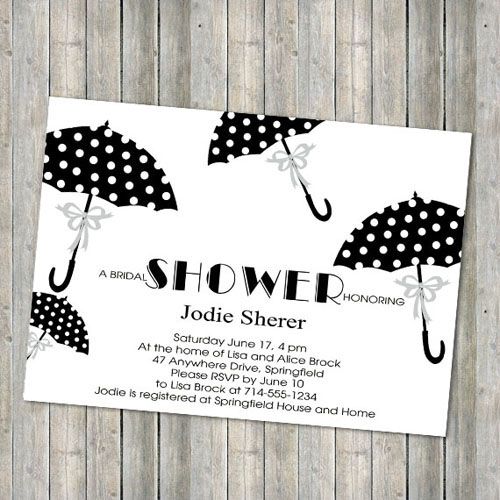 Свадьба - Cheap Polka Dot Umbrella Bridal Shower Invitations EWBS041