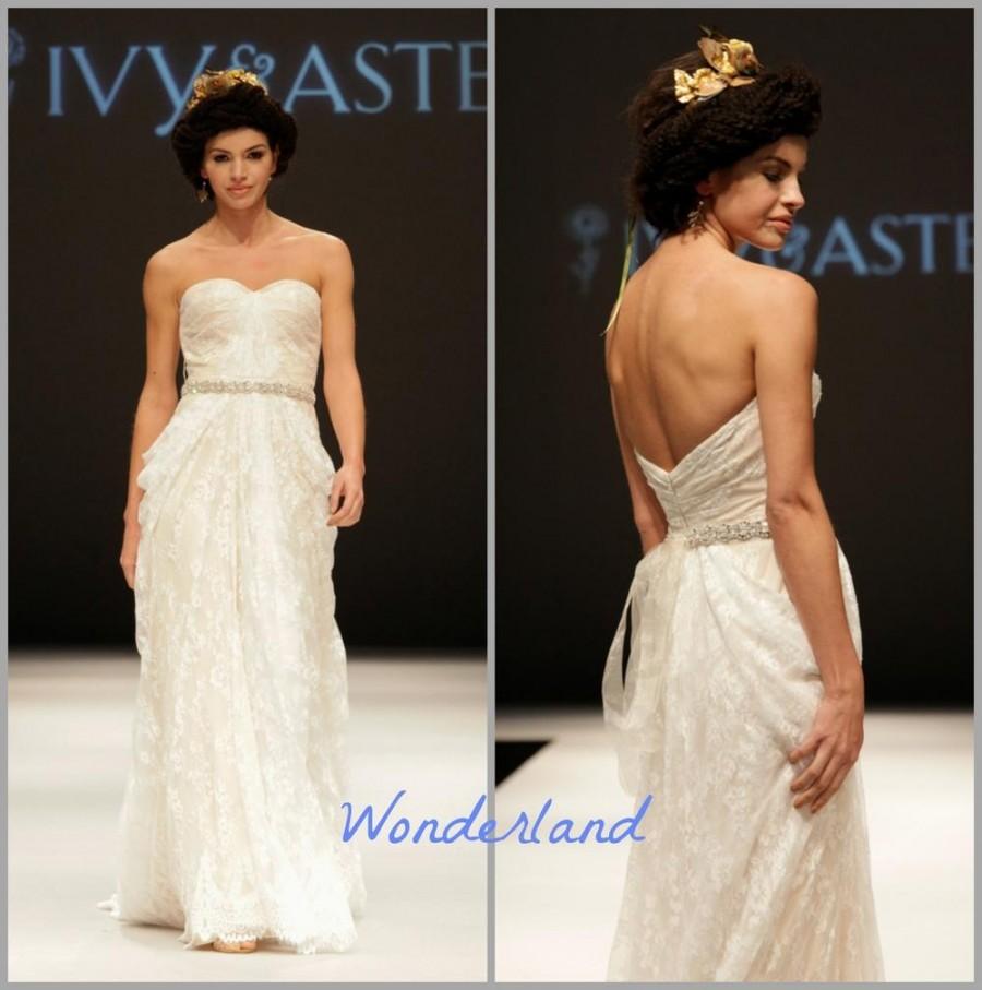 Wedding - 2015 New Arrivals Wedding Dresses Waist With Beads Sash Sweetheart Color Fall Ivy Aster A-Line Sheer Lace Bridal Dress Ball Gowns Sweep Online with $126.39/Piece on Hjklp88's Store 