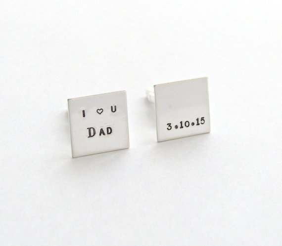 Wedding - Father of the Bride Silver Cuff Links Square CuffLinks Groomsmen Gift Groom Gift Custom Bridal gift Custom Cufflinks Father of the Bride
