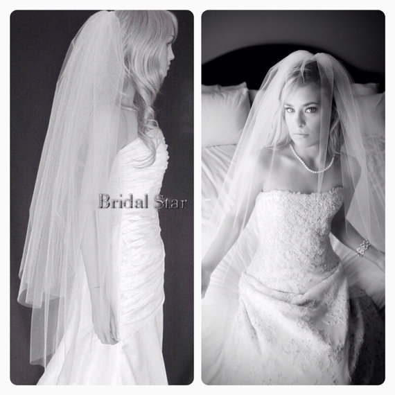 Свадьба - Fingertip length wedding veil