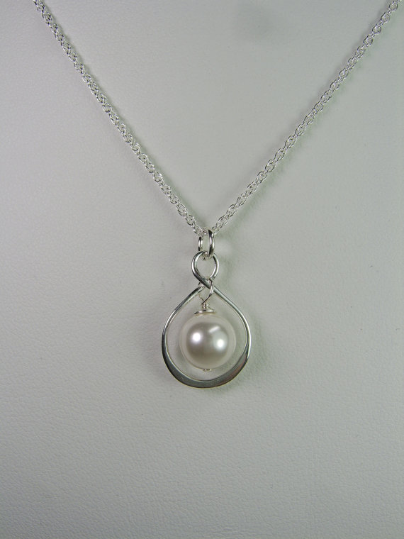 زفاف - Pearl Bridesmaid Necklace - Pearl Infinity Necklace - Wedding Jewelry - Bridal Necklace