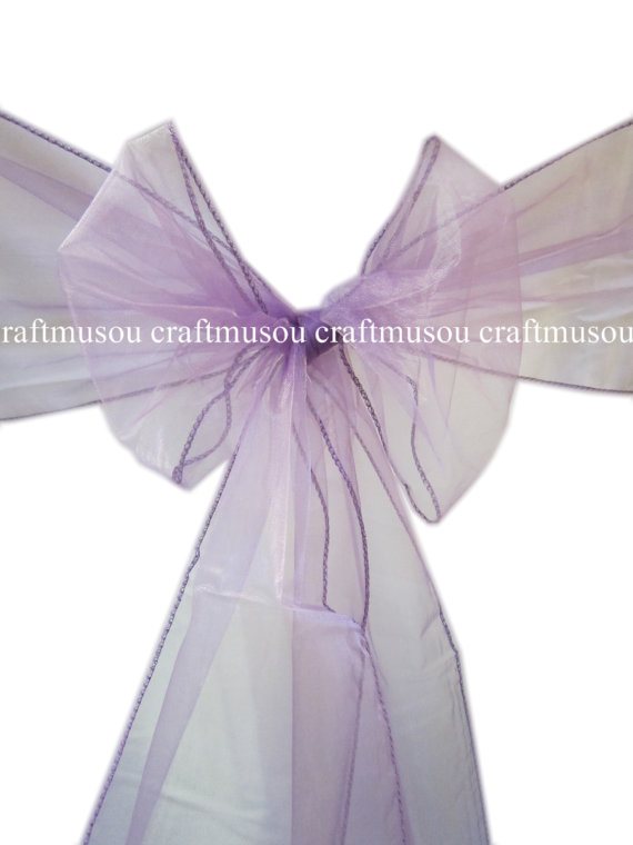 Hochzeit - Purple Organza Chair Sash Bows for Weddings, Parties, Banquets etc. (Pack of 25 or 50)