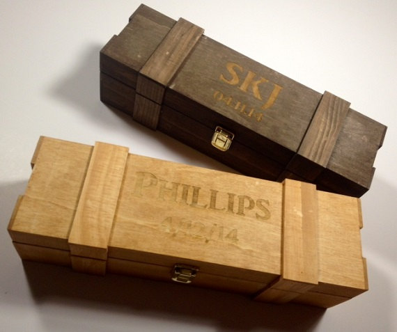 Wedding - Groomsmen OR Bridesmaid Gift - 1 Rustic Laser Engraved Wine Box - Personalized & Engraved - Free Engraving - FREE SHIPPING