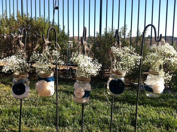 Ten Hanging Mason Jars Burlap Lace Bulk Candle Holders For