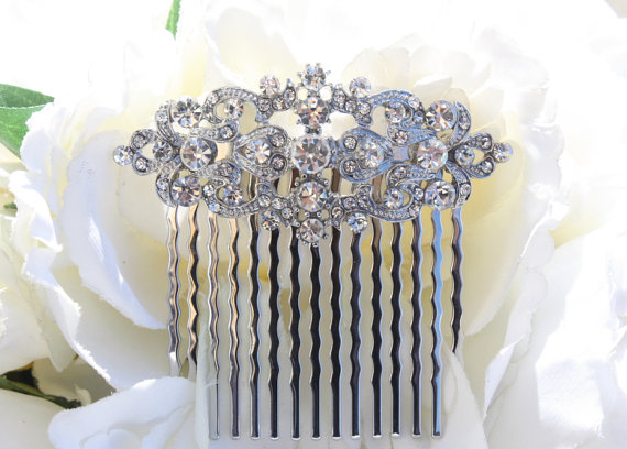 Mariage - vintage inspired pearls bridal hair comb,wedding hair comb,bridal hair accessories,wedding hair accessories,rhinestone hair comb,bridal comb