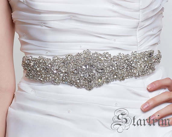 Wedding - SALE Stella Wedding Belt, Bridal Belt, Sash Belt, Crystal Rhinestones belt