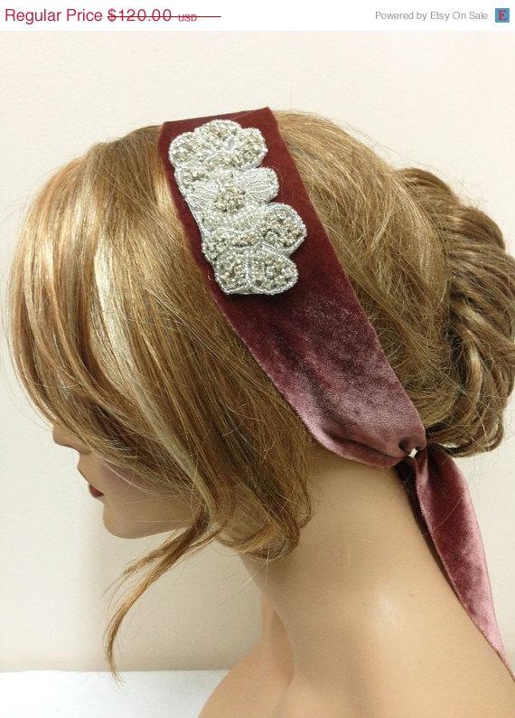 Wedding - Marsala jewelry, vintage inspired choker, Victorian jewelry, velvet headband, Marsala headband, wedding accessory, Hair jewelry