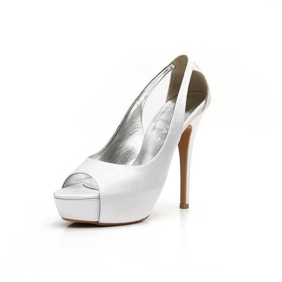 Mariage - Wedding Shoe. White Wedding Shoe. Satin Wedding Heel. White Bridal Shoe. Custom Made Wedding Shoe.